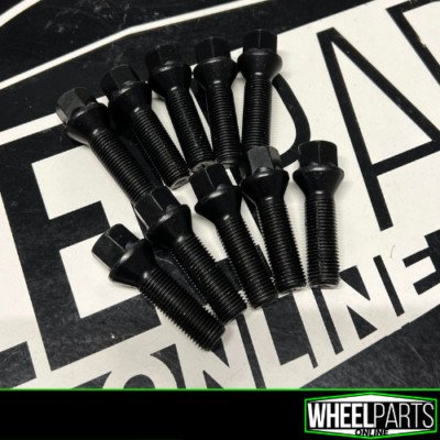 10 X M14 X 1.5 40MM BLACK TAPERED EXTENDED ALLOY WHEEL BOLTS  VW AUDI