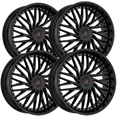 (4) Cavallo CLV-43 22x8.5 5x4.5''/5x120 +38mm Gloss Black Wheels Rims 22'' Inch