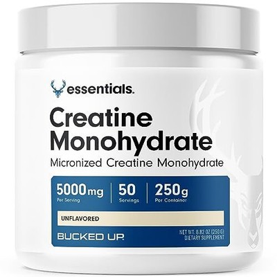Bucked Up Creatine Monohydrate 250 Grams Micronized Powder Essentials 50 Serv...