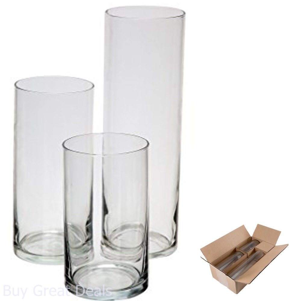Glass Cylinder Vases Set Of 3 Decorative Centerpieces For Home Or