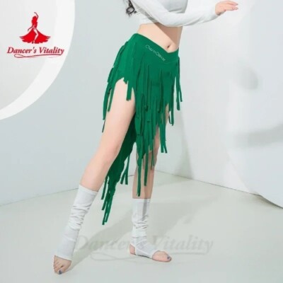 Belly Dance Costume for Women Long Sleeves Top and Short Fringe Skirt