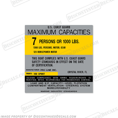 Fits Pro-Line 180 Capacity Decal - 7 Person