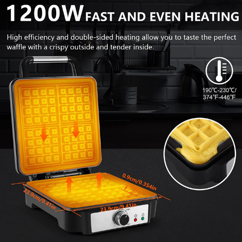 Best Belgian Waffle Maker Stainless Steel Nonstick Control Temperature Square Ki