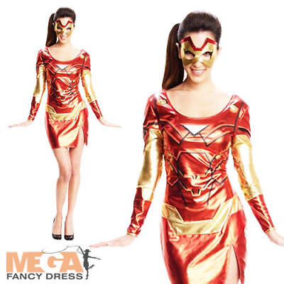 Miss Iron Man Ladies Fancy Dress Marvel Avengers Superhero Adults Costume Outfit