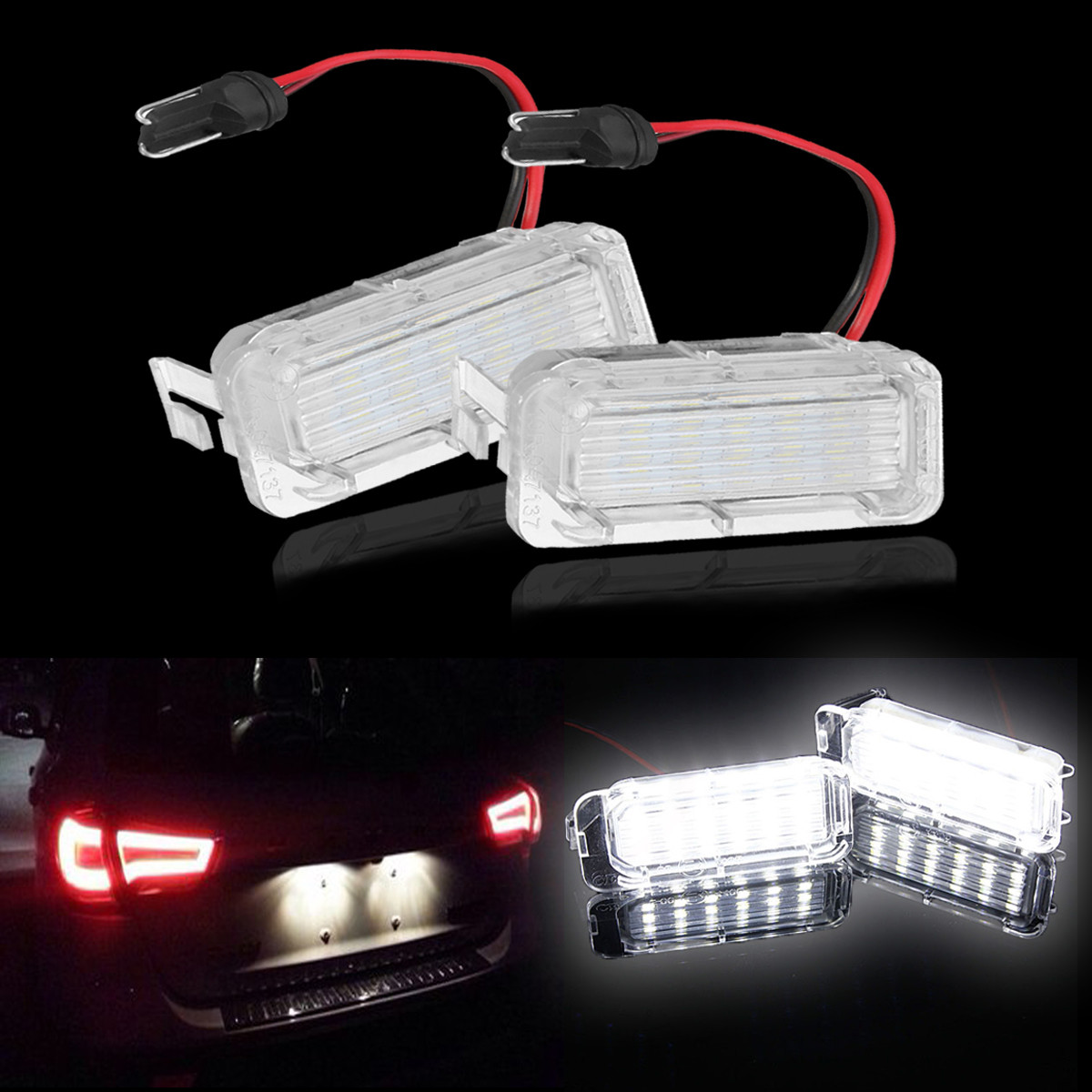 2x LED Licence Number Plate Light Ford Fiesta Focus CMax Kuga SMax