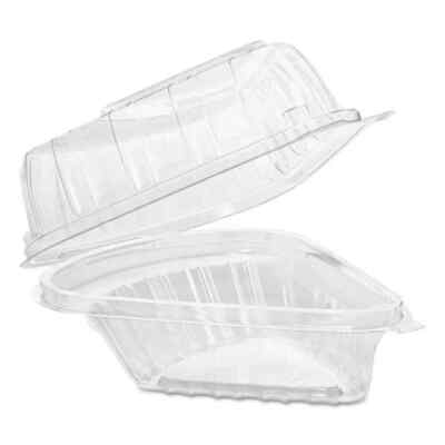 5.6x6.1x3'' Clear Plastic Hinged Pie Slice Take Out Container 25pcs