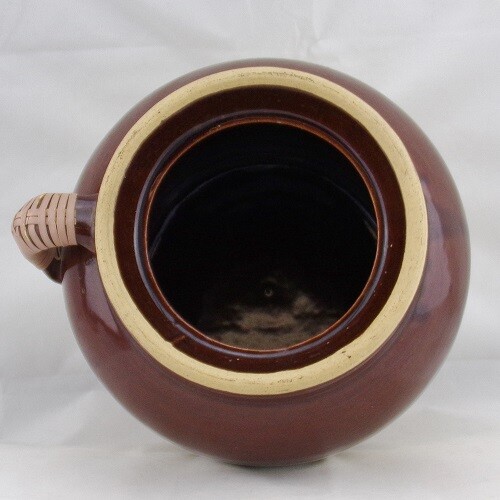 Vintage Robinson Ransbottom Bean Pot Blue Crown 3-Qt Crock w/Laced Handle