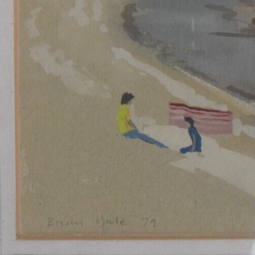 BRIAN YALE (1936 - 2009) - Original Gouache Painting - Storm Clouds. Beach Scene