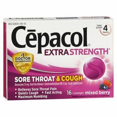 Cepacol Maximum Numbing Sore Throat Plus Cough Relief L
