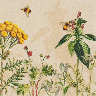 20 Servietten Eco Line Wild Flowers Wild Pflanzen Bienen Tiere Sommer Öko Deko 