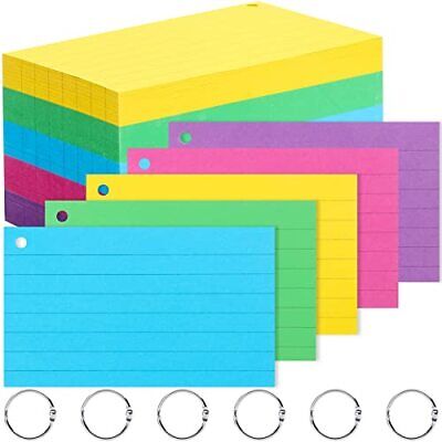 Ruled Index Cards 3x5 Inches,300 Pcs Colorful Index Cards with Ring,Heavy Note 