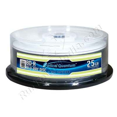25 Optical Quantum 6x 25GB Blue Blu-ray BD-R Logo Top Blank Disc OQBDR06LT-25