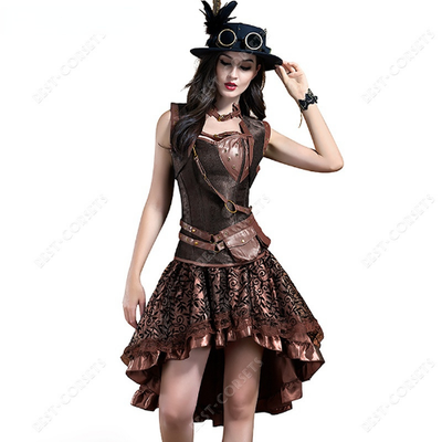 Lot Brown Corset Dress Steampunk Corset Top Dress Plus Size