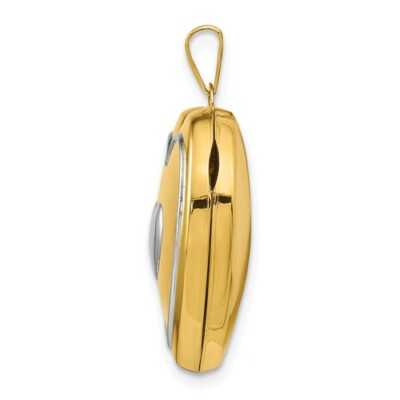 Pre-owned Wishing For Claudia 14k Gold Two-tone Heart Locket With Key Charm Inside Pendant - 1 Inch Length