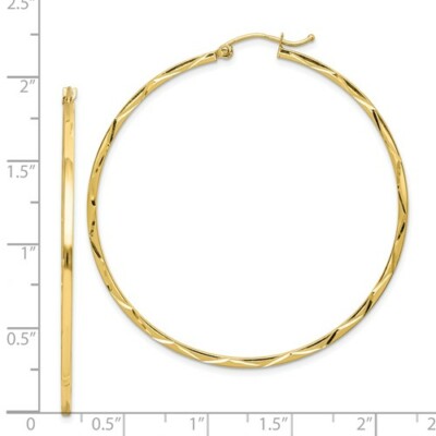 Pre-owned Wishing For Claudia 10k Yellow Gold Large Diamond Cut Hoop Earrings Polished Hoops (1.5x50mm)