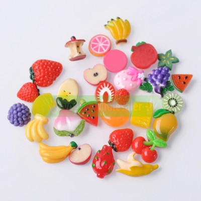 30pcs Random Mixed Food Fruit Dessert Candy Resin Flatback Cabochons DIY