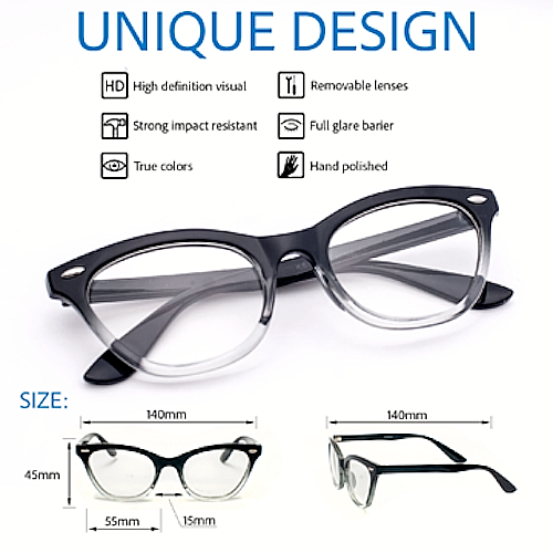 Cat Eye"Ombre" Women Eyeglasses Tortoise Two Tone Gradient Shadz GAFAS Blue Lens