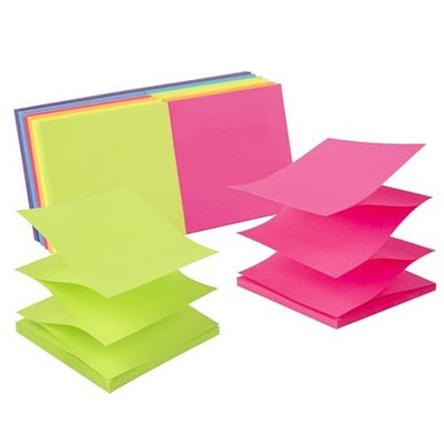 12 Pack Pop-up Sticky Notes 3x3 inBright Colors Super Sticking Power Memo Pad...