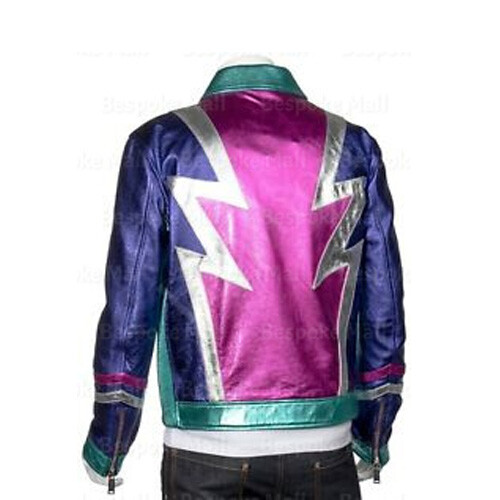 Pre-owned Handmade Men's Multicolored Punk Unique Brando Style Cowhide Biker Leather Jacket-643