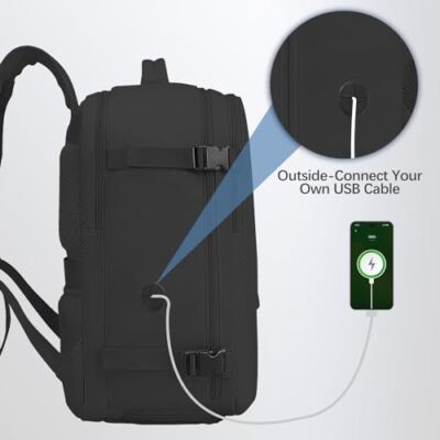 Travel Backpack Cabin Bag 45x36x20 | Airport Jet Waterproof Carry Luggage Black