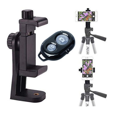 Tripod Cell Phone Holder Adapter Mount Stand Smartphone Bluetooth Remote Control
