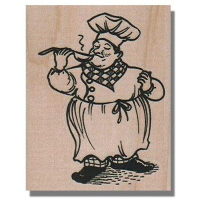 Craft Rubber Stamp, CHEF TASTING, Food, Cooking, Cook, Eat, Retro Man, Spoon,Hat