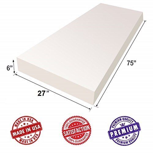 Upholstery Premium Luxury Foam Cushion Sheet- 6"x27"x75", Medium Density Support