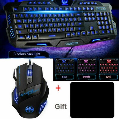 RGB Gaming Mechanical Keyboard + Mouse, Wired Membrane Keys 