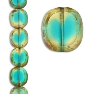 7-inch strand of High-Quality Czech Glass Beads - 16mm two-tone, Picasso finish