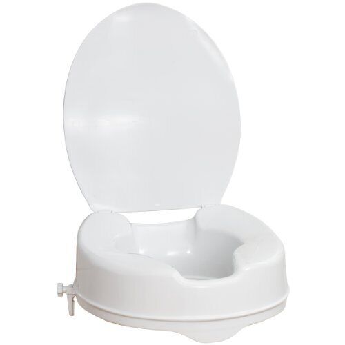 Drive Medical 770-626 Raised Toilet Seat with Lid, Standard Seat, White