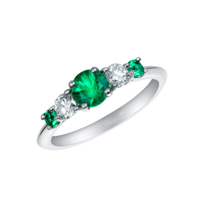 3Ct Round Green Emerald Lab-Created Diamond Ring 14K White Gold Plated
