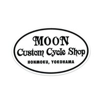 MOON Custom Cycle Shop Oval Sticker Harley Honda Suzuki Enfield Bopper Chopper