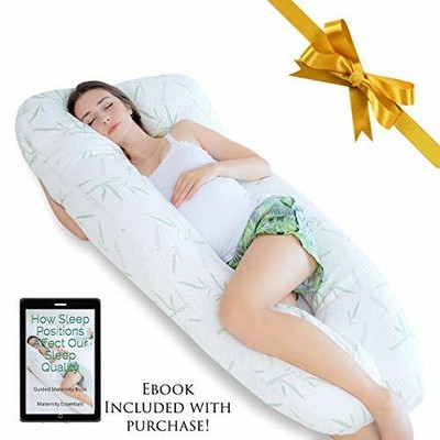 Essentials. Co Ultra-Luxury 60″ Bamboo Pregnancy Pillow, U Shaped Full Body 