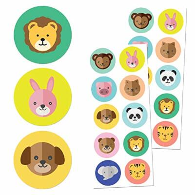TownStix Animali Adesivi per Bambini (Cani, Gatti, Leoni, Elefanti) - 10 Disegni