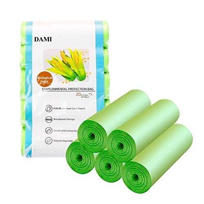 Small Trash Bags 4-Gallon Biodegradable - 100 Counts/ 5 Rolls Recycling and D...