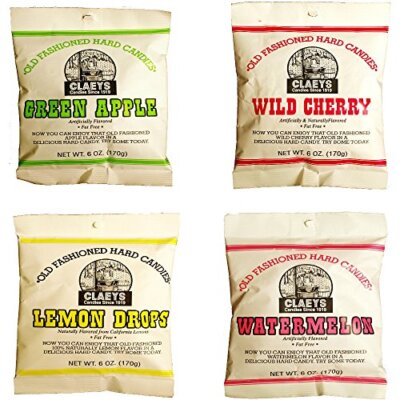 Claeys Old Fashioned Hard Candy - Variety 4 Pack - Apple, Cherry, Lemon, and ...