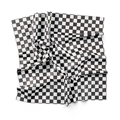 Checkered Flag Scarf Black and White Silk Scarf Square Small Handkerchief Pla...