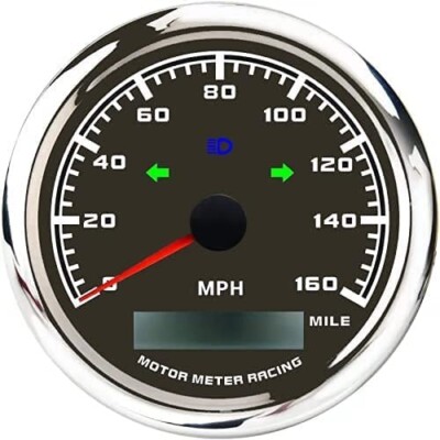 W PRO 85mm 3-3/8'' GPS Speedometer 160 MPH Turn Signal High Beam Car Truck Harley