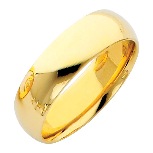 Pre-owned Td Collections 14k Yellow Gold 6mm Light Comfort-fit Dome Plain Comfort Fit Wedding Band