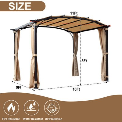 9 x 11ft Outdoor Patio Pergola Arched Gazebo Waterproof Sun Shade Shelter 