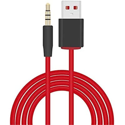 USB 3.5mm Replacement Cable Wireless Charger Cord for Beats by Dre Solo (red)
