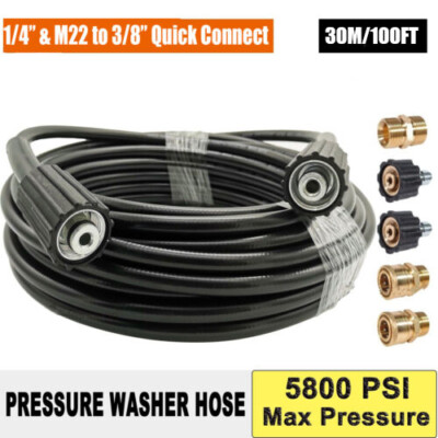 High Pressure Washer Hose 25/50/100ft 5800PSI M22 Power Washer Extension Hose