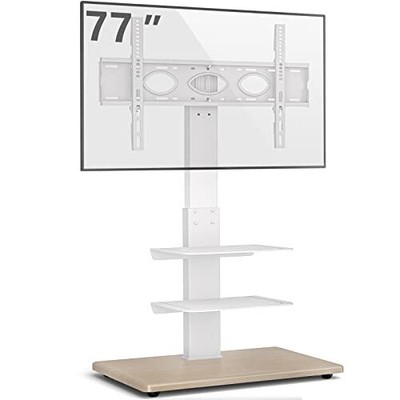 With Swivel Mount And Wood Base Space 2 Shelves White