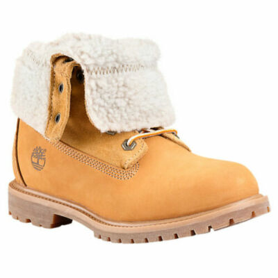 Timberland Womens Authentics Waterproof Roll Fold-Down Teddy Fleece Wheat 8329R