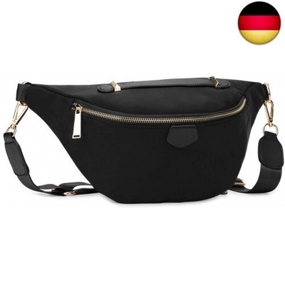 Wind Took Damen Brusttasche Crossbody Bag Mode-Hüfttaschen Große Umh (Schwarz)