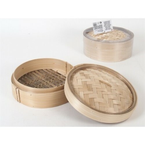 Vaporiera In Legno Di Bamboo Cuocivapore 20Cm Cottura Vapore Cucina Asiatica