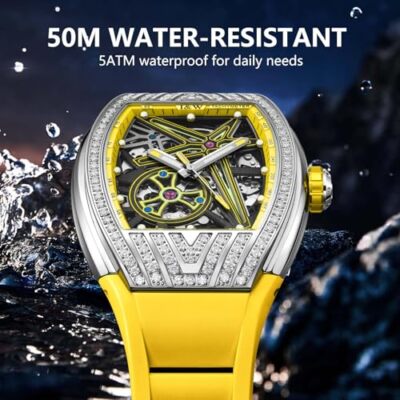 Pre-owned Carnival Men's Wine Barrel Fully Automatic Mechanical Watchluxury Sport Water... In 759-yellow