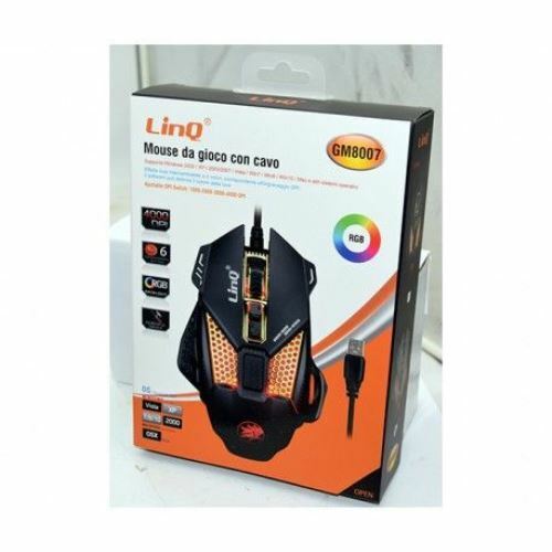 Mouse Gaming Da Gioco Con Filo Usb 2.0 DPI Regolabile 4000dpi 7 RGb Linq GM8007