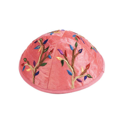 Купить Кипы, ермолки Jewish Pink Kippah with Embroidered Tree of Life ...