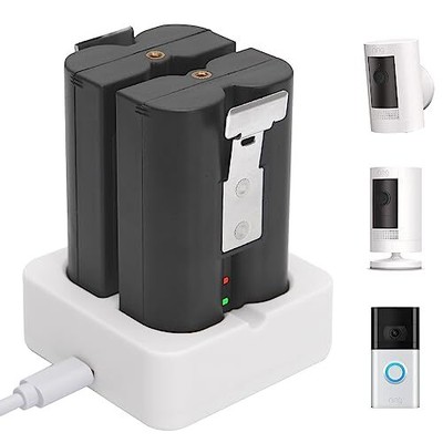 2-Pack 6040mAh Replacement Battery & Charger Station for Ring-Doorbell 2/3/4,